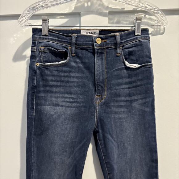 Frame Jeans Womens 25x24 Ali High Rise Cigarette Prescott Raw Hem Stretch Denim - Picture 5 of 16